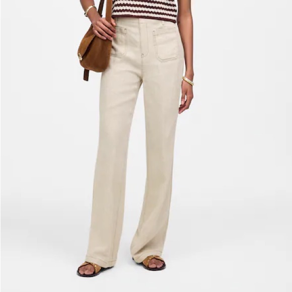 Nwt Madewell Patch Pocket Flare Oat 6 100% Linen